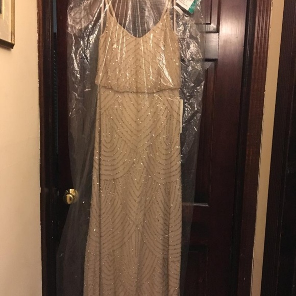 Adrianna Papell Art deco blouson beaded Champ/Gold - Picture 3 of 5